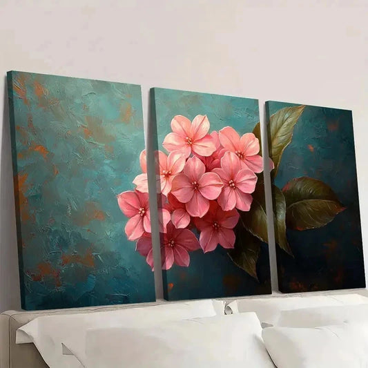 3pcs Pentas Flowers & Green Leaves D   Wall Art Set Canvas Framed 40x60cm - High Quality Print 100% Australian Made Wall Canvas Ready to Hang