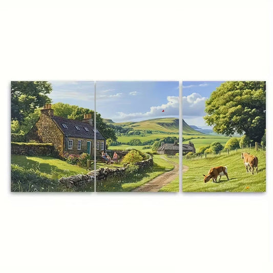 3pcs The Scottish Borders in Summer Metal Print Ready to Hang Art