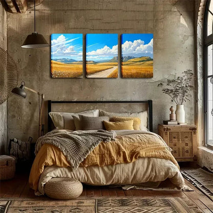 3pcs Prairie And Sky, Fine Wall Art Canvas Unframed - High Quality Print 100% Australian Made Wall Canvas