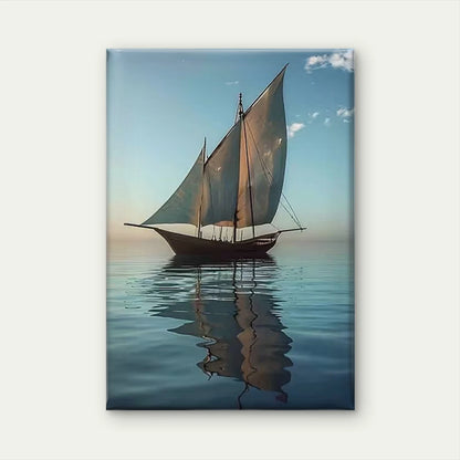 Sailboat Reflection Oil Painting Metal Print Ready to Hang
