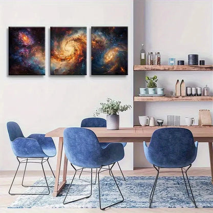 3pcs Cosmic Spiral for Galaxy Painting Metal Print Ready to Hang Art