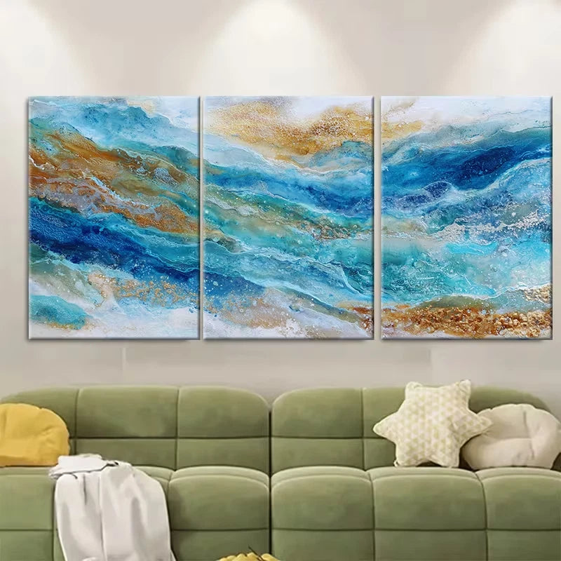 3pcs Golden Sky Sunset Ocean Metal Print Ready to Hang Art