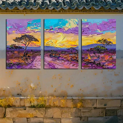 3pcs Charming Pastoral Illustration Metal Print Ready to Hang Art