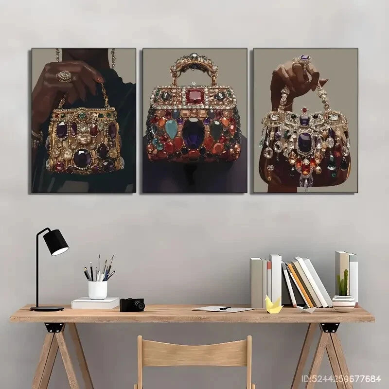 3pcs Exquisite Portrait Art Poster Modern Style Metal Print Ready to Hang Art