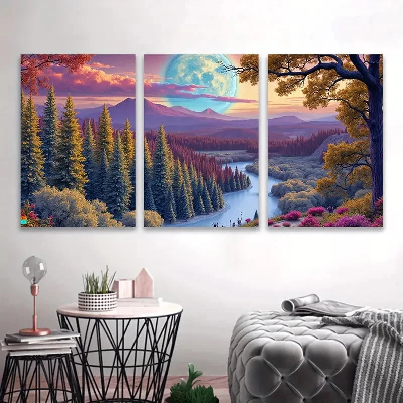 3pcs Scenic Landscape Painting Wall Art Set Canvas Framed 40x60cm - High Quality Print 100% Australian Made Wall Canvas Ready to Hang