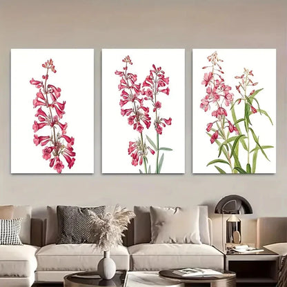 3pcs Pink Botanical Print Redouté Floral Art Metal Print Ready to Hang Art