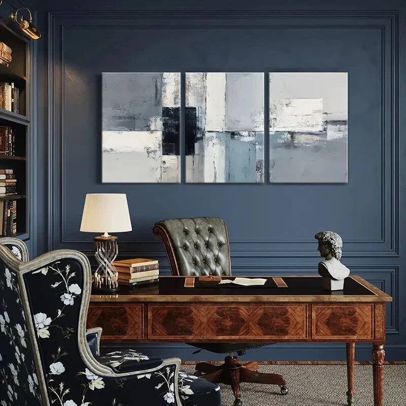 3pcs Geometric Design Monochrome Palette Texture Metal Print Ready to Hang Art