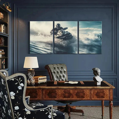 3pcs Ocean Waves Adventure Spirit Painting Metal Print Ready to Hang Art