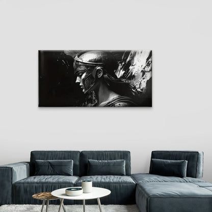 Black White Roman Soldiers Wall Art Canvas Office Home Room Framed 120x60cm