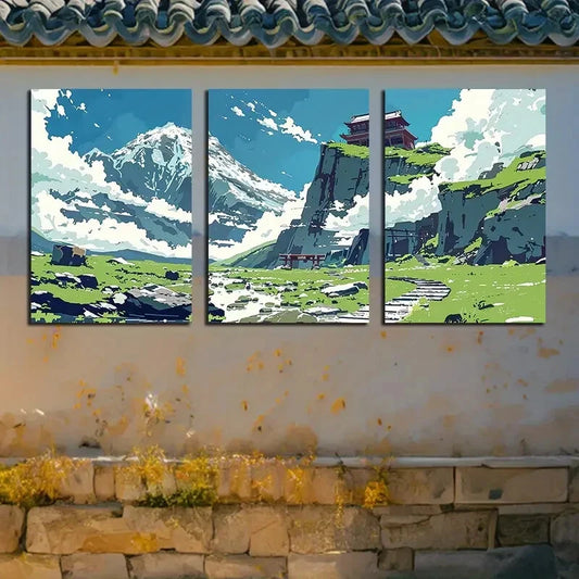 3pcs Vibrant Stairs Ascend To The Sky Series Metal Print Ready to Hang Art