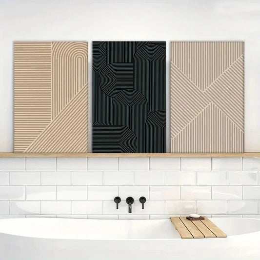 3pcs Painting Neutral Minimalist Line Metal Print Ready to Hang Art