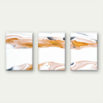 3pcs Minimalist Gold, White, and Black Fluid Art Wall Art Set Canvas Framed 40x60cm - High Quality Print 100% Australian Made Wall Canvas Ready to Hang