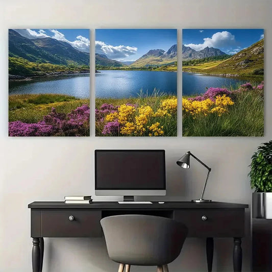 3pcs Snowdonia National Park Wales UK Travel Wall Art Set Canvas Framed 60x90cm - High Quality Print 100% Australian Made Wall Canvas Ready to Hang