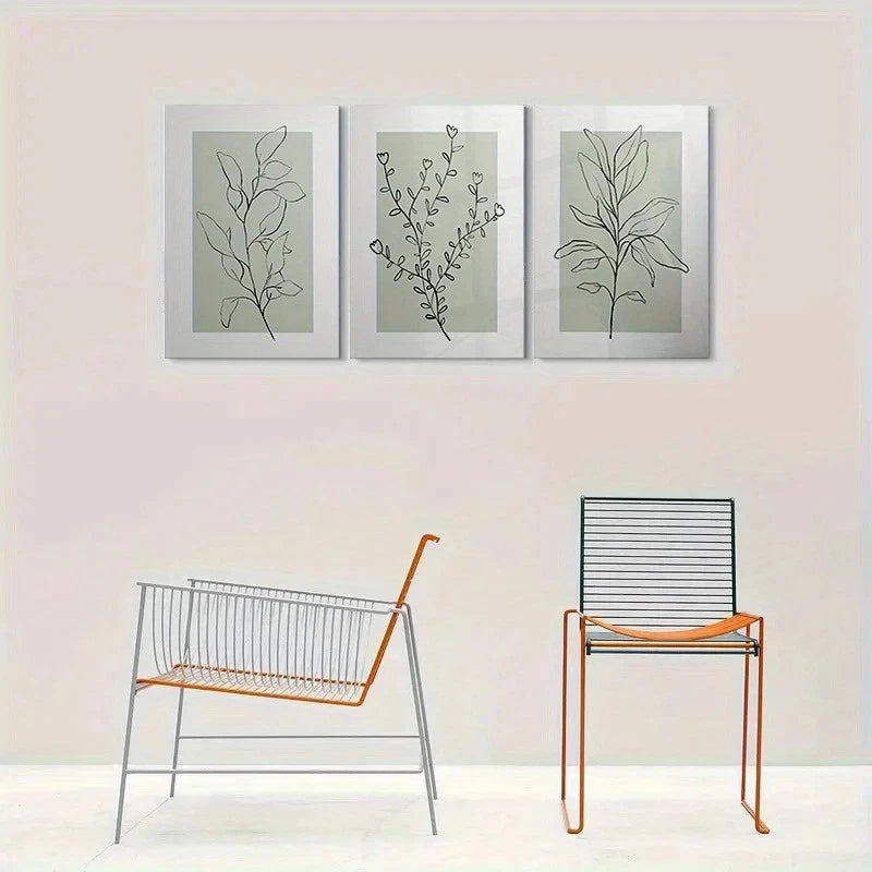 3pcs Abstract Painting Modern Metal Print Ready to Hang Art