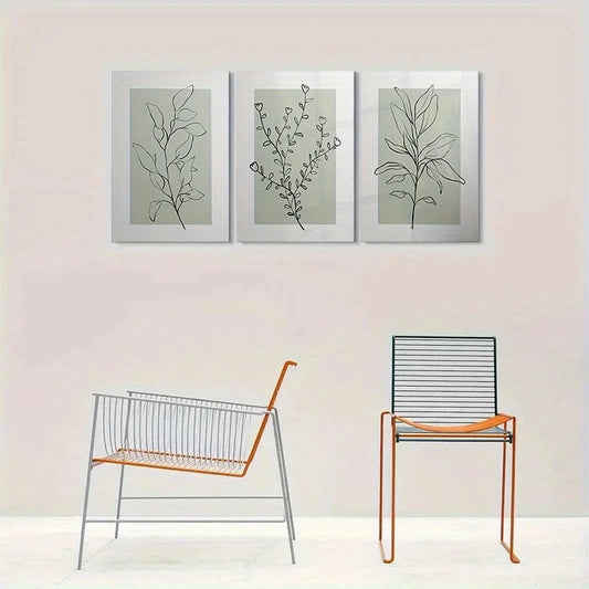 3pcs Abstract Painting Modern Metal Print Ready to Hang Art