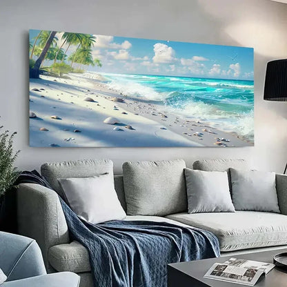 Cloudy Sky Seashore Beach Wall Art wall canvas office home room framed 120x60cm