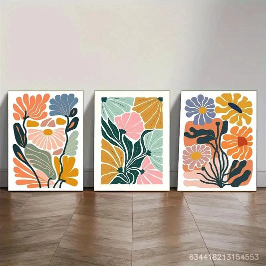 3pcs Flowers Interpretation Flower Decoration Metal Print Ready to Hang Art