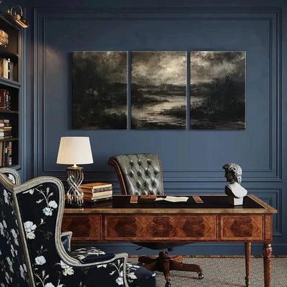 3pcs Dark Landscape Art Abstract Nature Metal Print Ready to Hang Art