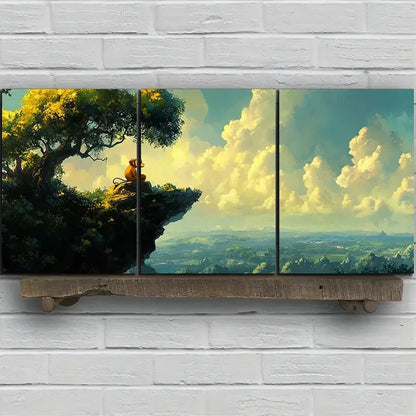 3pcs Looking at The Monkey in The Sky Metal Print Ready to Hang Art