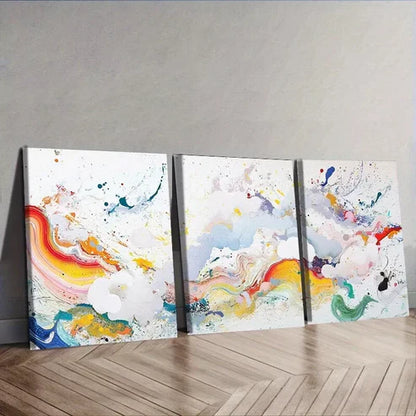 3pcs Colorful Paint Splash Canvas Abstract Wall Art Canvas Unframed - High Quality Print 100% Australian Made Wall Canvas
