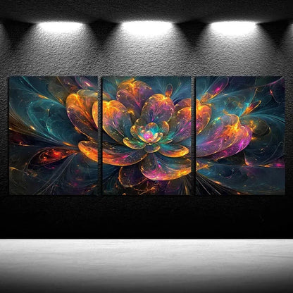 3pcs Vibrant Beautiful Pattern Floral Illustration Metal Print Ready to Hang Art