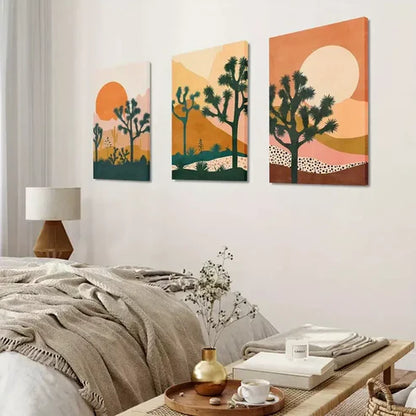 3pcs Joshua Tree Art Print Large Bohemian Canvas Framed 60X90 cm - High Quality Print 100% Australian Made Wall Canvas Ready to Hang