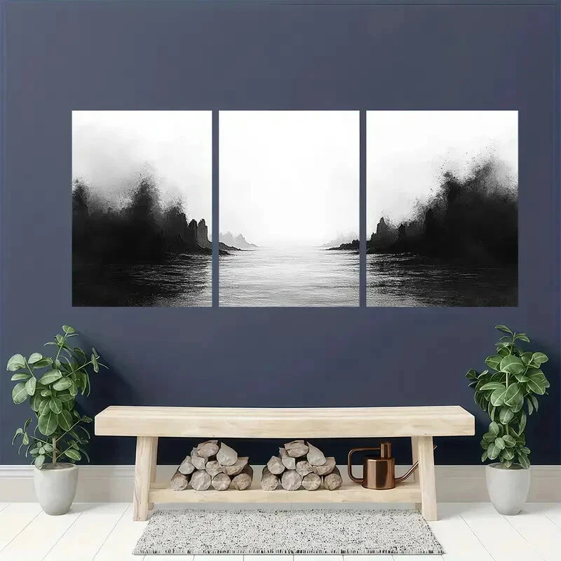 3pcs Mystic Coast Abstract Serene Beach Landscape Metal Print Ready to Hang Art
