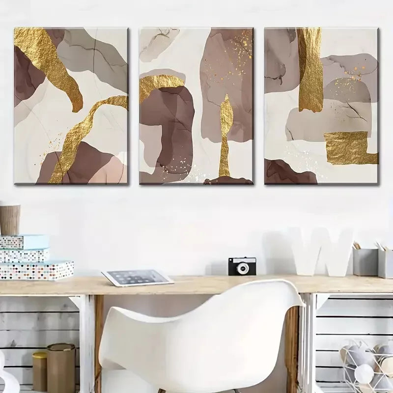3pcs Abstract Print in a Light Luxury Style Wall Art Set Canvas Framed