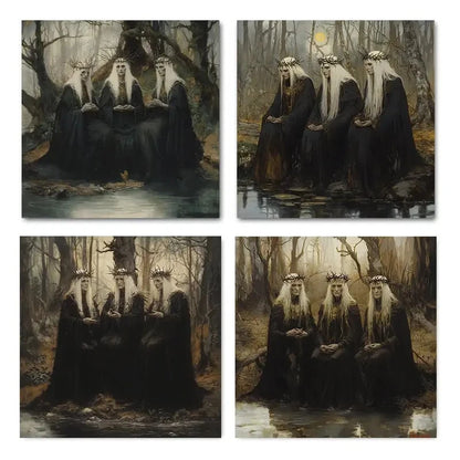 4pcs Viking WitchWall Art Canvas Framed