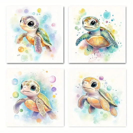 4pcsTurtle ArtWall Art Canvas Framed