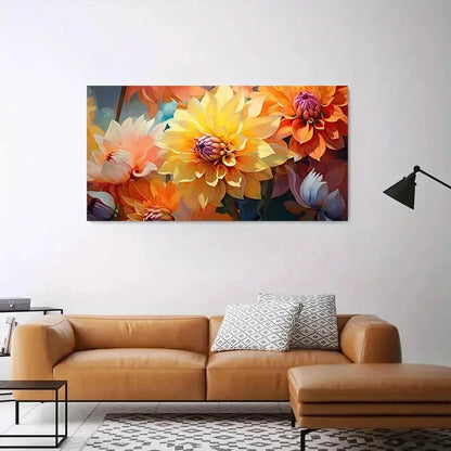 Abstract Floral Painting wall canvas office home room framed 120x60cm - Bella Home Decor