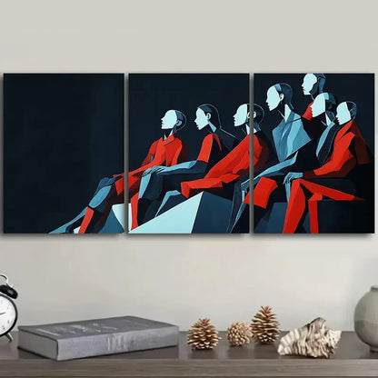 3pcs Abstract Human Figures Action I Wall Art Set Canvas Framed 40x60cm - High Quality Print 100% Australian Made Wall Canvas Ready to Hang