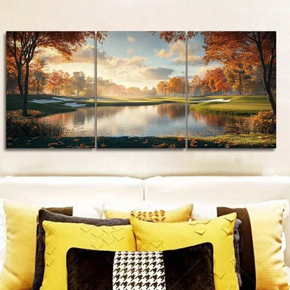 3pcs Golf Course Nature  Wall Art Set Canvas Framed 40x60cm - High Quality Print 100% Australian Made Wall Canvas Ready to Hang