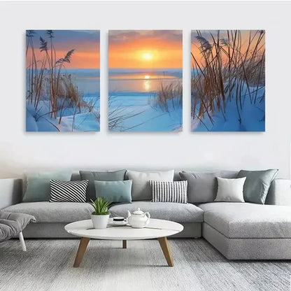 3pcs Wheat-Field-Sunset-Landscape Canvas Framed 60x90cm - High Quality Print 100% Australian Made Wall Canvas Ready to Hang