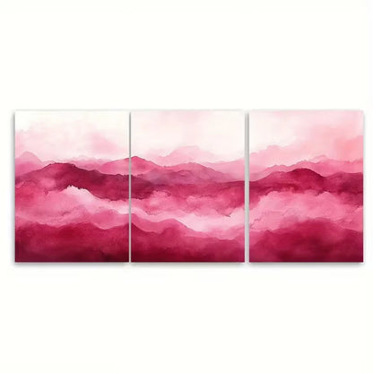 3pcs Elegant Dusky Blush Pink Abstract Watercolor Metal Print Ready to Hang Art