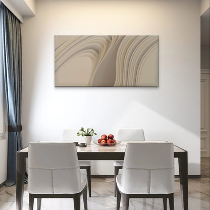 Modern Neutral Abstract Layered Waves Wall Art Canvas Office Home Framed 120x60cm