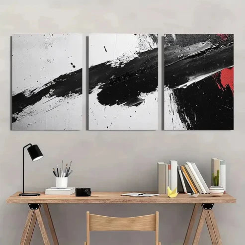 3pcs Black and White Abstract Graffiti Wall Art Set Canvas Unframed - High Quality Print 100% Australian Made Wall Canvas