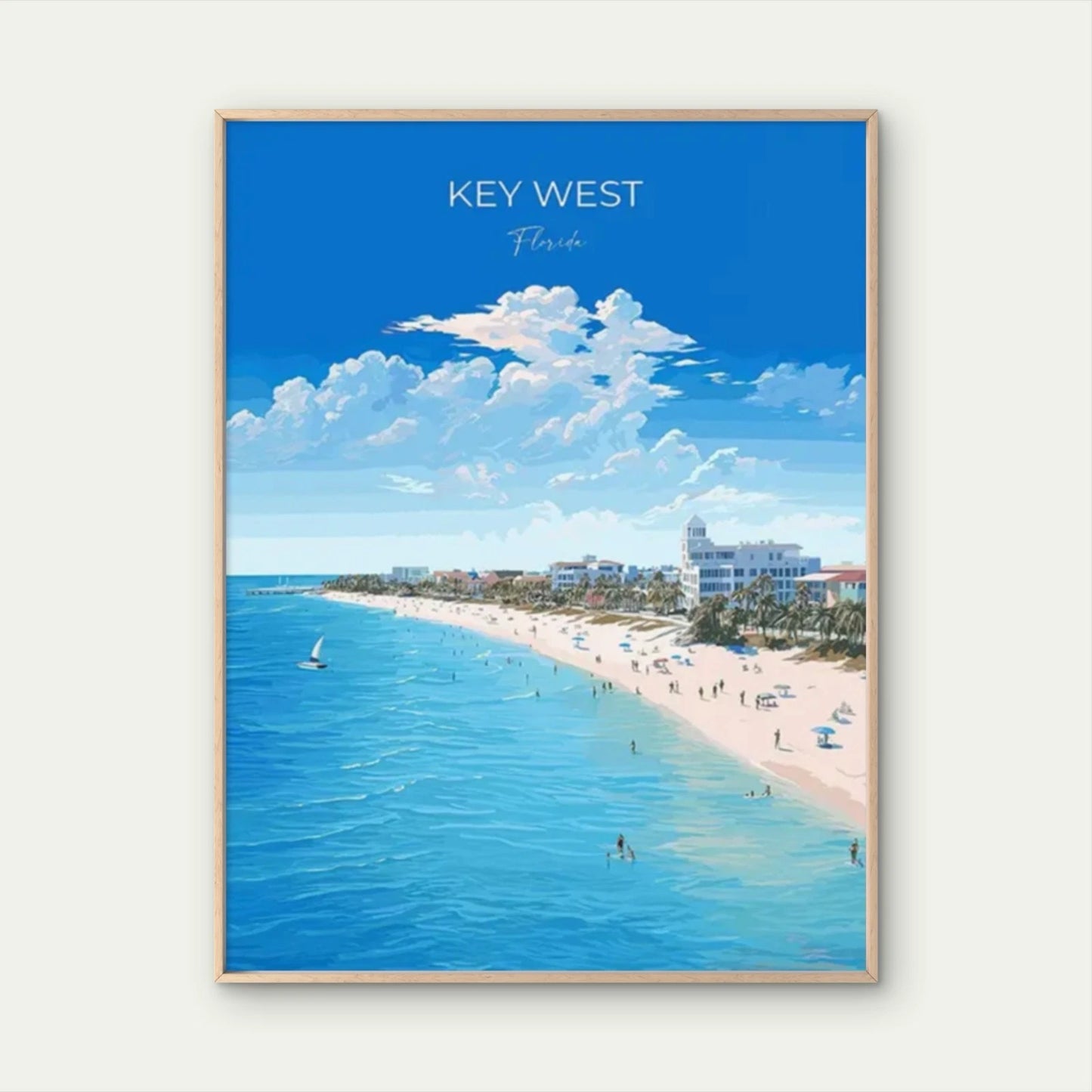 Key West Florida Beach Vintage Coastline Travel Poster Print Wall Art