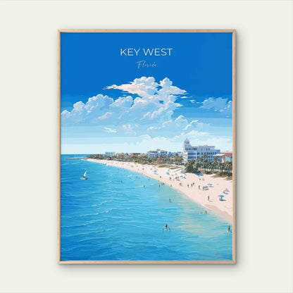 Key West Florida Beach Vintage Coastline Travel Poster Print Wall Art