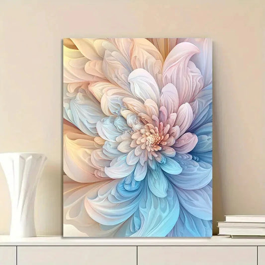 Beautiful Painting of an Abstract Flower Pastel Colors 40x60cm Metal Print Ready to Hang