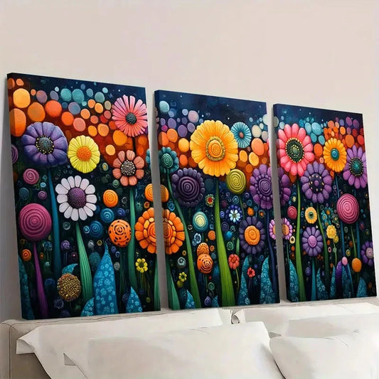 3pcs Yayoi Kusama Japanese Botanical HJ Wall Art Set Canvas Framed 40x60cm - High Quality Print 100% Australian Made Wall Canvas Ready to Hang