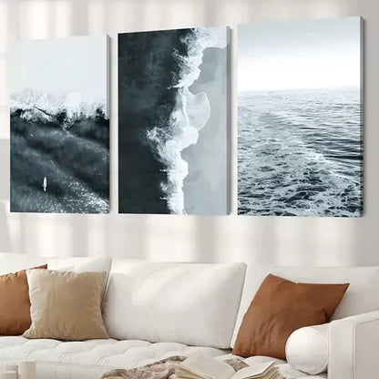 3pcs Ocean Waves View Canvas Framed 60x90cm - High Quality Print 100% Australian Made Wall Canvas Ready to Hang