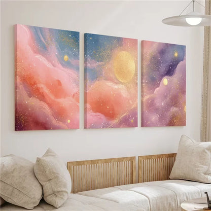 3pcs Abstract Watercolor Galaxy & Starry Night Wall Art Set Canvas Framed 60x90cm – High Quality Print 100% Australian Made Wall Canvas Ready to Hang