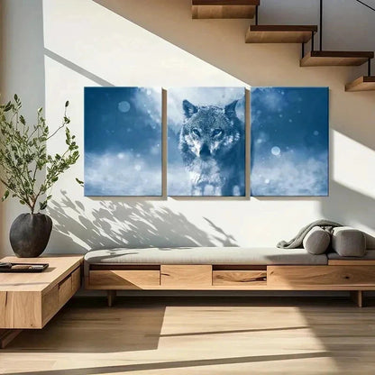 3pcs Animal Art Painting Wolf Modern Wall Art Set Canvas Framed 40x60cm - High Quality Print 100% Australian Made Wall Canvas Ready to Hang