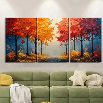 3pcs Abstract Forest Modern Colorful CF  Wall Art Set Canvas Framed 50x70cm - High Quality Print 100% Australian Made Wall Canvas Ready to Hang