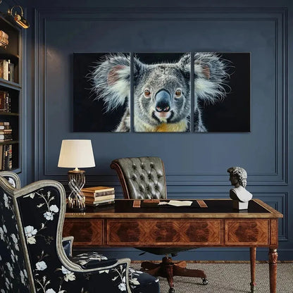 3pcs Koala Portrait Wildlife Art Expressive Eyes Metal Print Ready to Hang Art