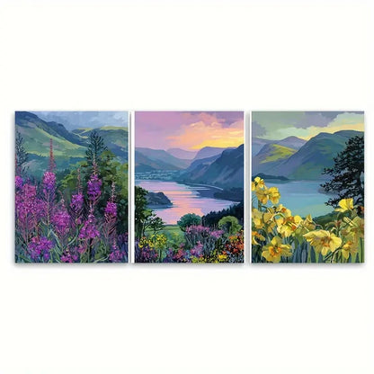 3pcs The Lake District National Park Travel Wall Art Set Canvas Framed 50x70cm - High Quality Print 100% Australian Made Wall Canvas Ready to Hang