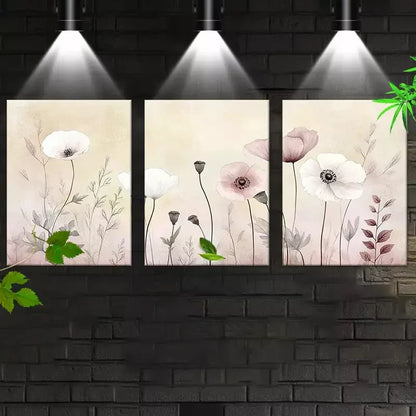 3pcsWatercolor Floral Soft Pastel Flowers Art Set Canvas Framed 50x70cm -  High Quality Print 100% Australian Made Wall Canvas Ready to Hang