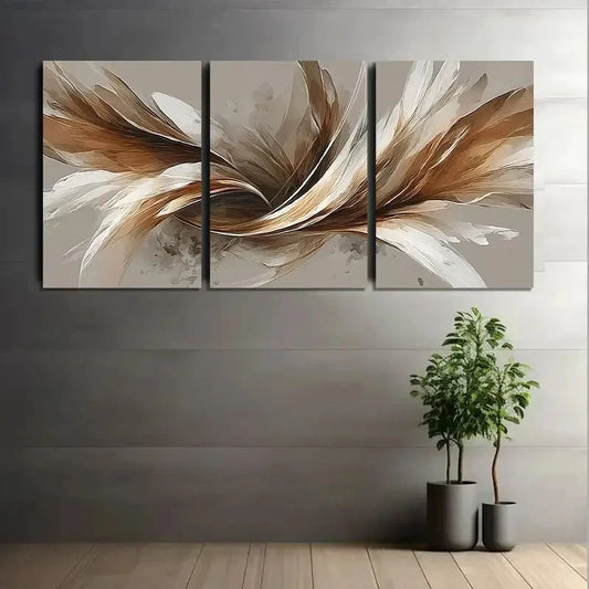 3pcs Abstract Flowing Design Digital Art Prints Metal Print Ready to Hang Art