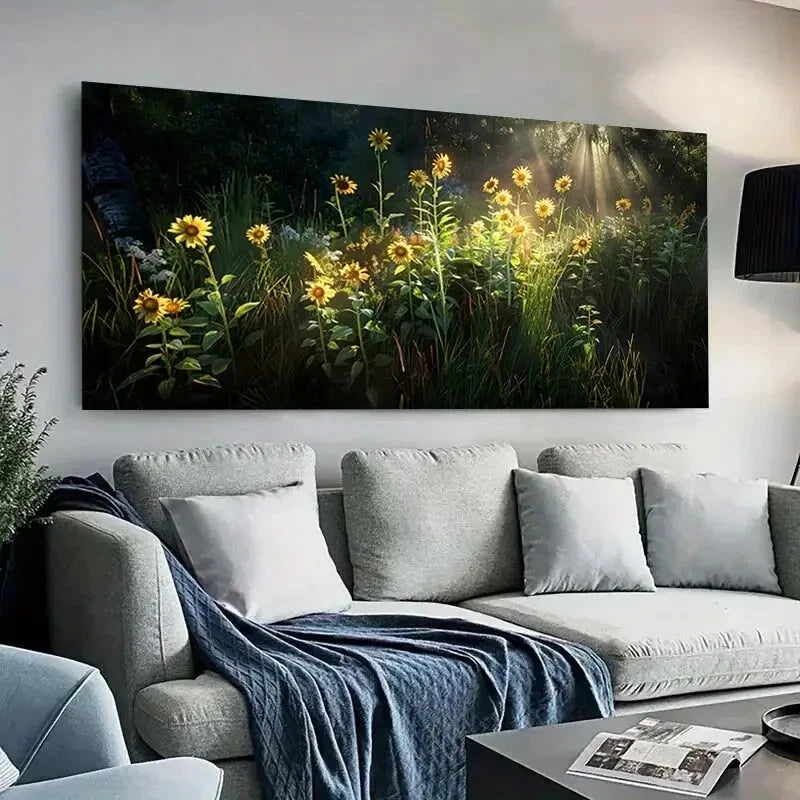 Enchanting Wild Flowers wall canvas office home room framed 120x60cm - Bella Home Decor